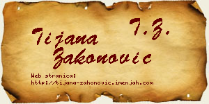 Tijana Zakonović vizit kartica